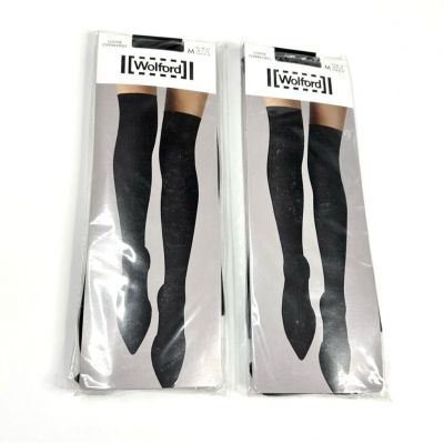 Wolford 2 Pack Louise Over The Knee Black Tights  M  NEW